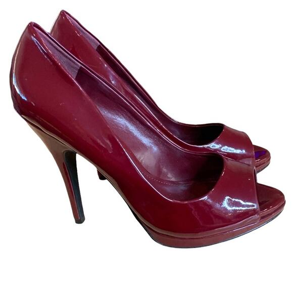 Aldo shoes stiletto 4.5” heels 1/2” platform peep almond toe size 38. Burgundy - Picture 2 of 12